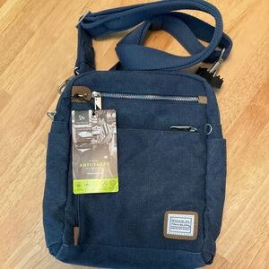 Travelon Anti-Theft Heritage Tour Shoulder Bag Indigo NWT